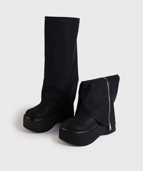 Zip Design Cover Boots