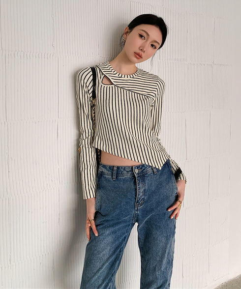 Striped Cut-out Top