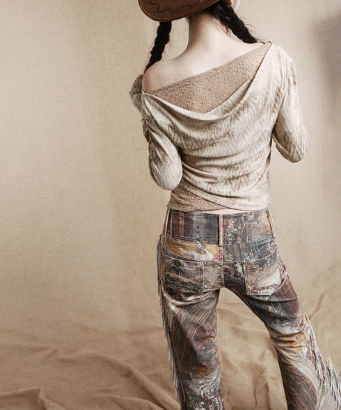 Medieval Print Tassel Pants