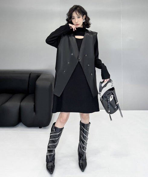 Half Turtleneck Knit Dress