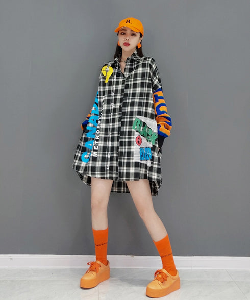 Rubber Print Check Blouse