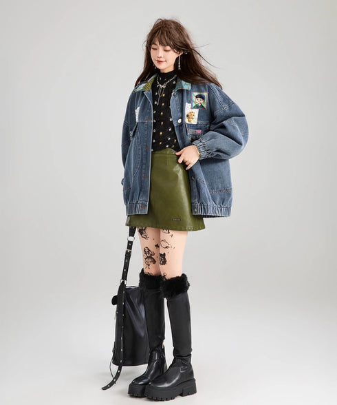 Jacquard Ribbon Denim Jacket