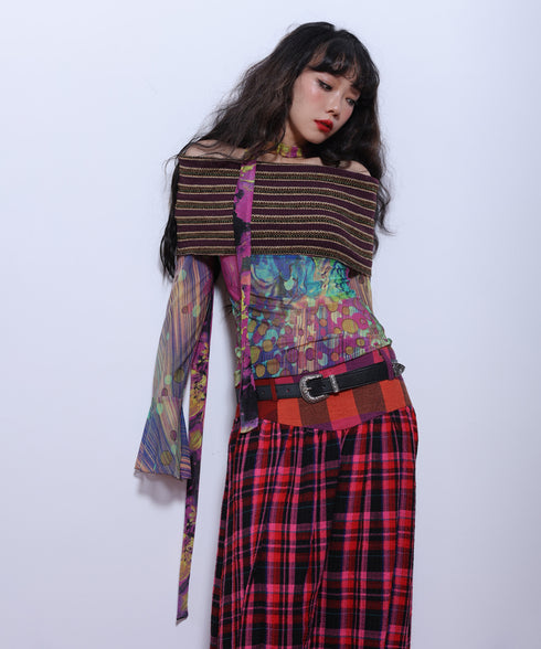 Striped Off-shoulder Top