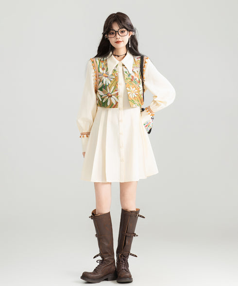 Jacquard Splicing Dress