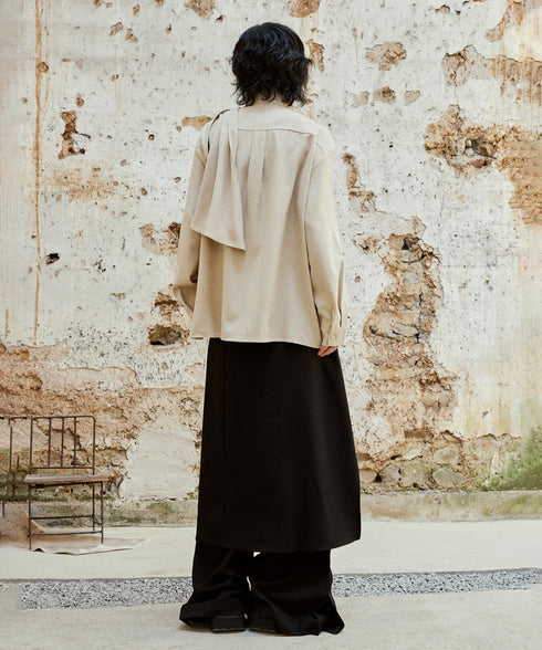 Cross Stand Collar Scarf Blouse