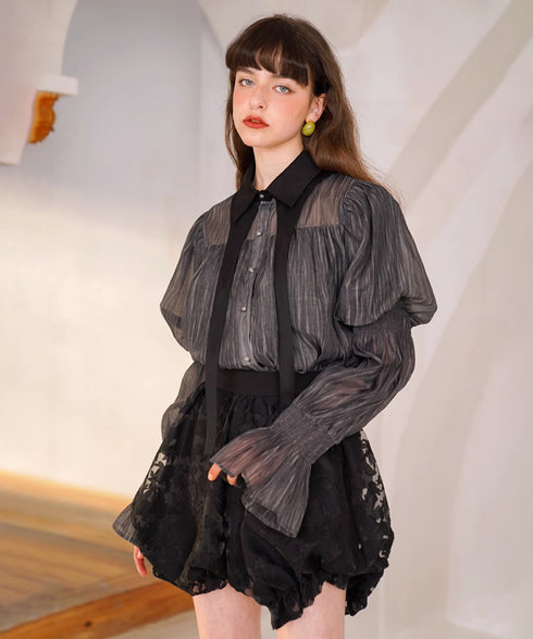 Gather Puff Sleeve Blouse