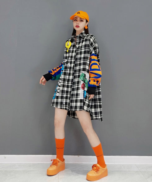 Rubber Print Check Blouse