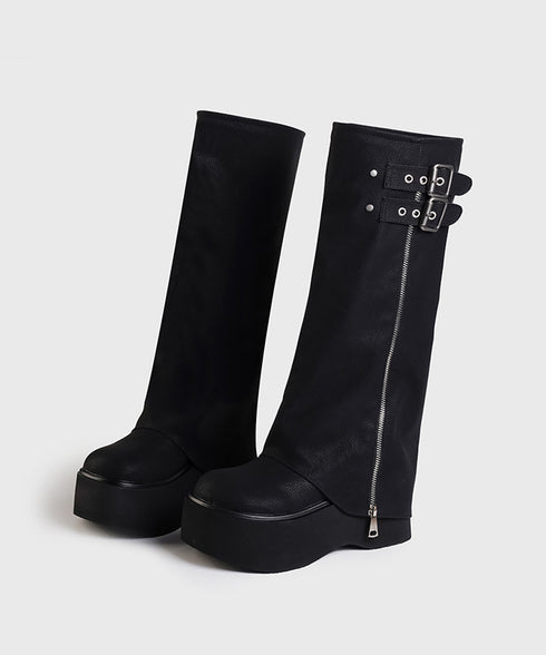 Zip Design Cover Boots