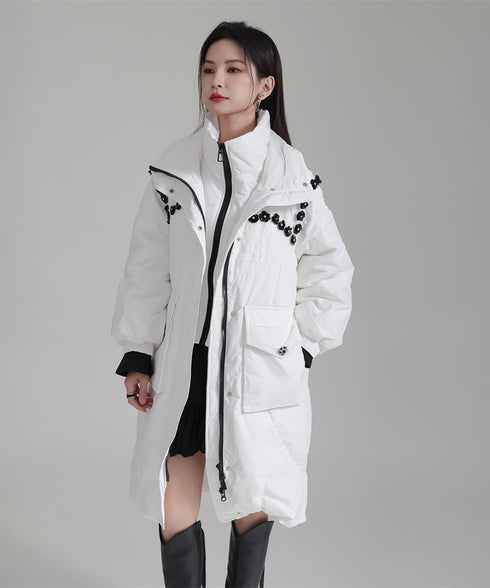 Flower Beads Padded Coat