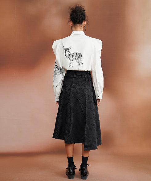 Asymmetrical Embroidered Skirt
