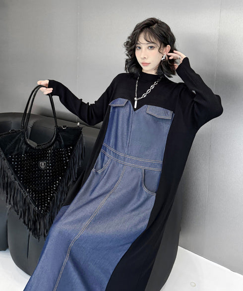 Denim Switching Dress