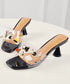 Cone Heel Colorful Jewel Sandals