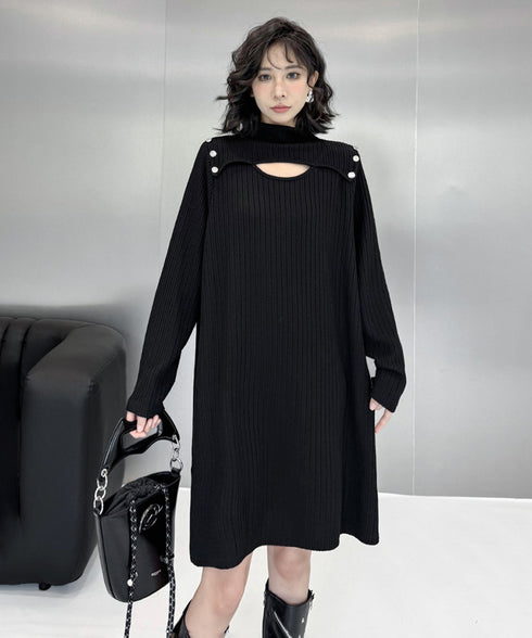 Half Turtleneck Knit Dress