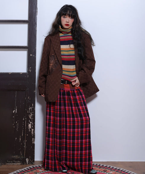 Retro Check Switching Skirt
