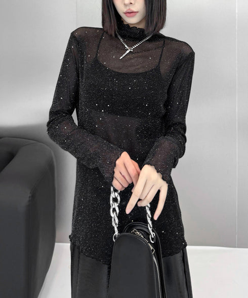 Shiny Turtleneck Top