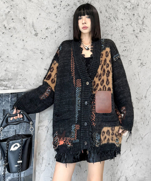 Leopard Patchwork Cardigan