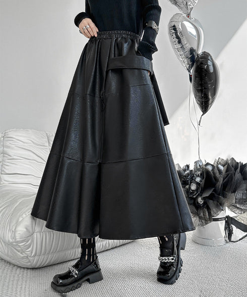 Splicing Zipper Flare Skirt