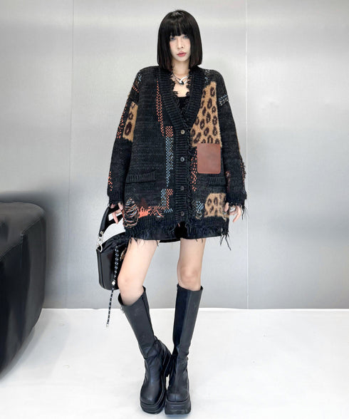 Leopard Patchwork Cardigan
