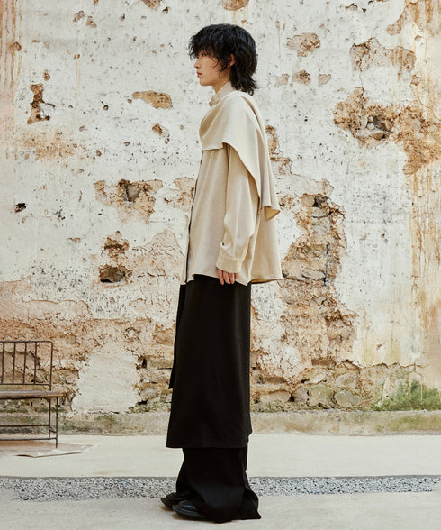 Cross Stand Collar Scarf Blouse