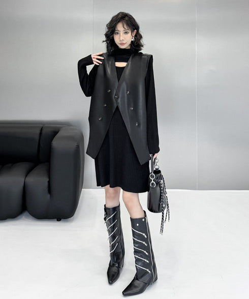 Half Turtleneck Knit Dress