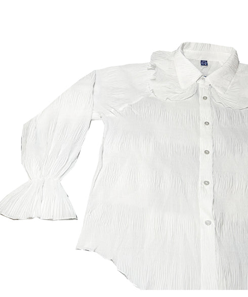 Petal Collar Pleated Blouse