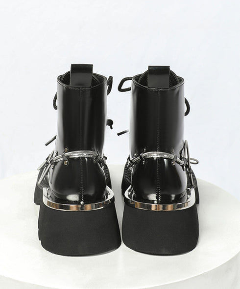 Wire Design Lace-up Boots