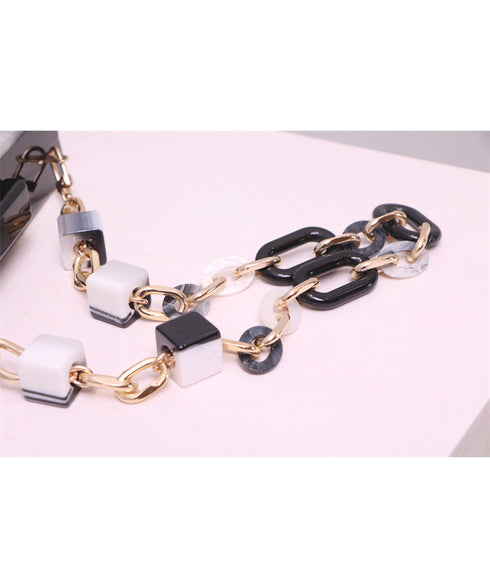 Patchwork Box Chain Shoulder Bag
