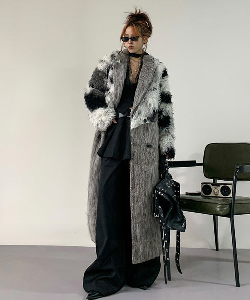 Faux Fur Splicing Coat