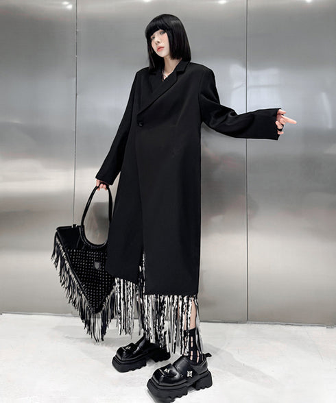 Solid Collar Long Jacket