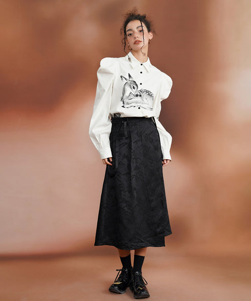 Asymmetrical Embroidered Skirt