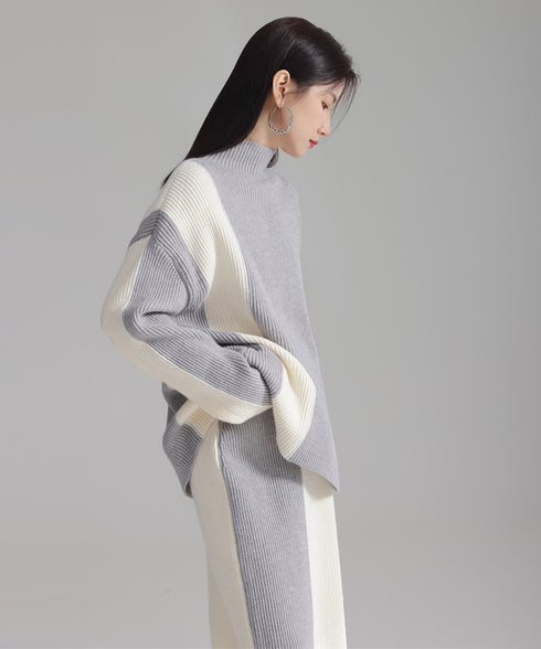 Bicolor Sweater & Skirt Co-ord