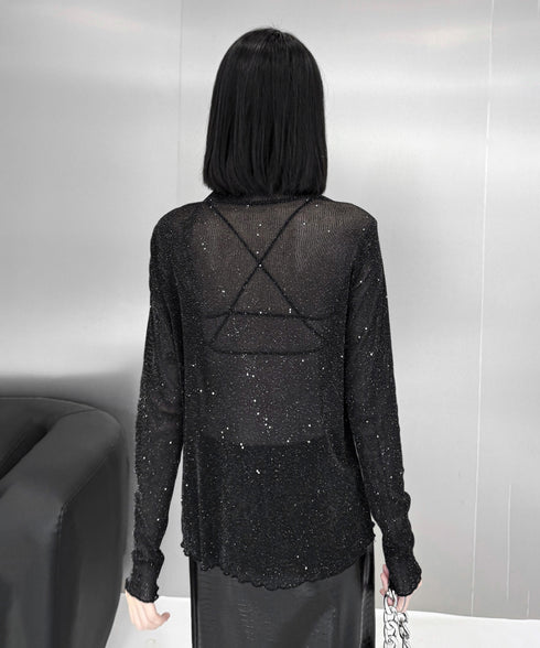 Shiny Turtleneck Top