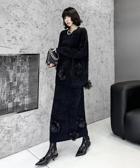 Three-dimensional Flower Top & Skirt