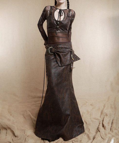 Feather Tassel Rivet Wide Belt