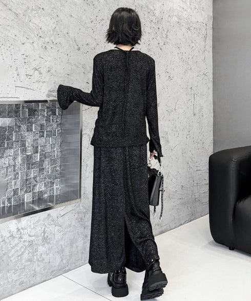 Shiny Gathered Top & Skirt