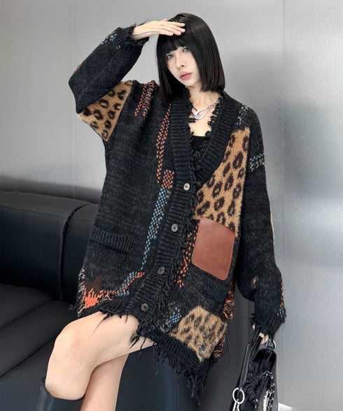 Leopard Patchwork Cardigan