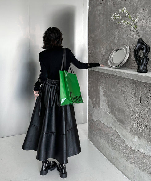 Splicing Zipper Flare Skirt