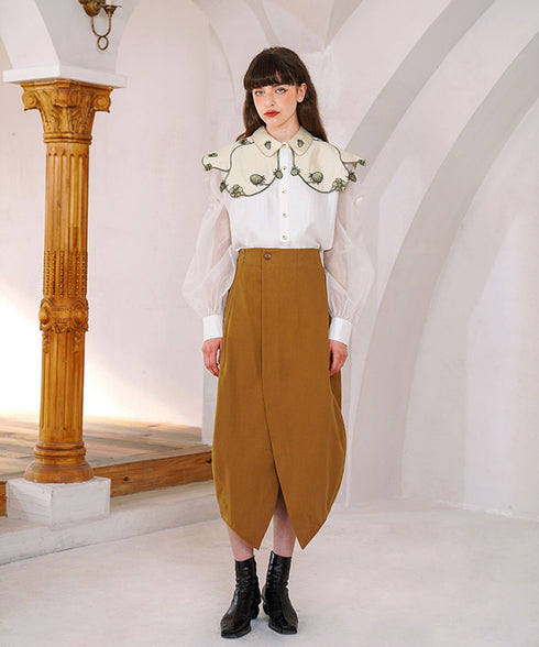 Strawberry Embroidery Collar Blouse