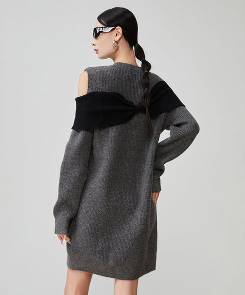 Shoulder Cut-out Knit Dress