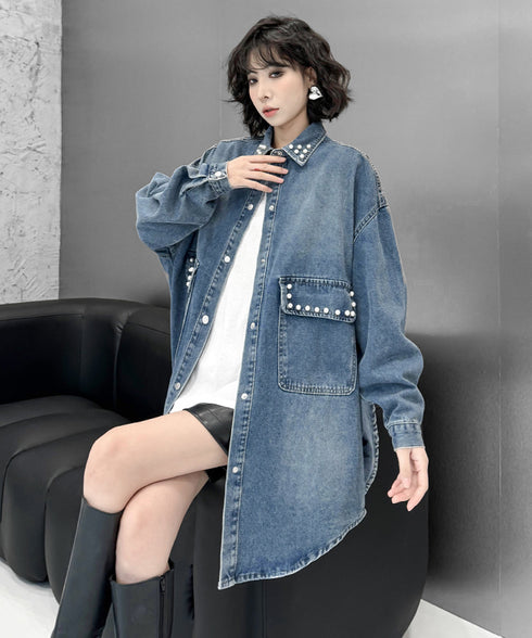 Rivet Loose Denim Blouse