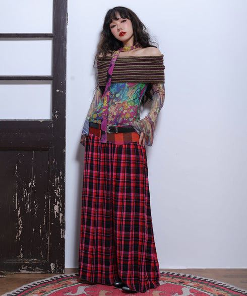 Retro Check Switching Skirt