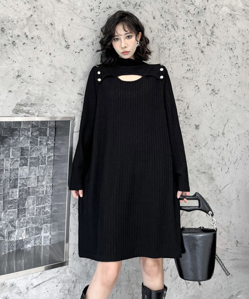 Half Turtleneck Knit Dress