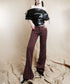 Striped Low Waist Bootcut Pants