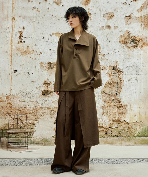 Retro Button Stand Collar Blouse