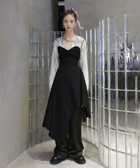 Tie-dye Print Collarless Jacket