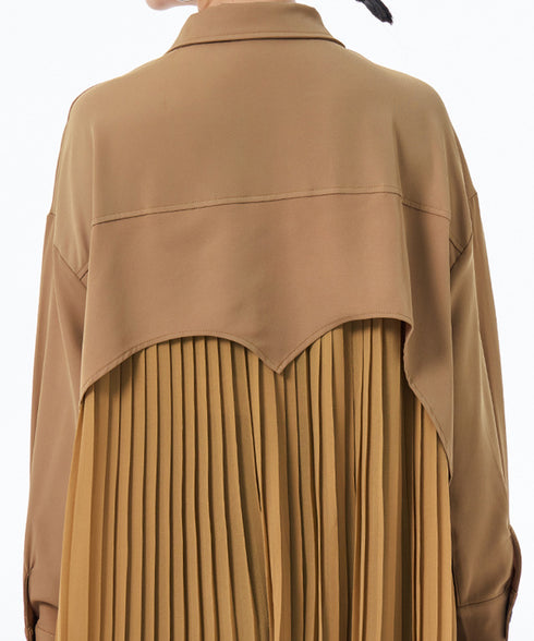 Pleated Patchwork Long Blouse
