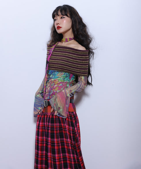 Striped Off-shoulder Top