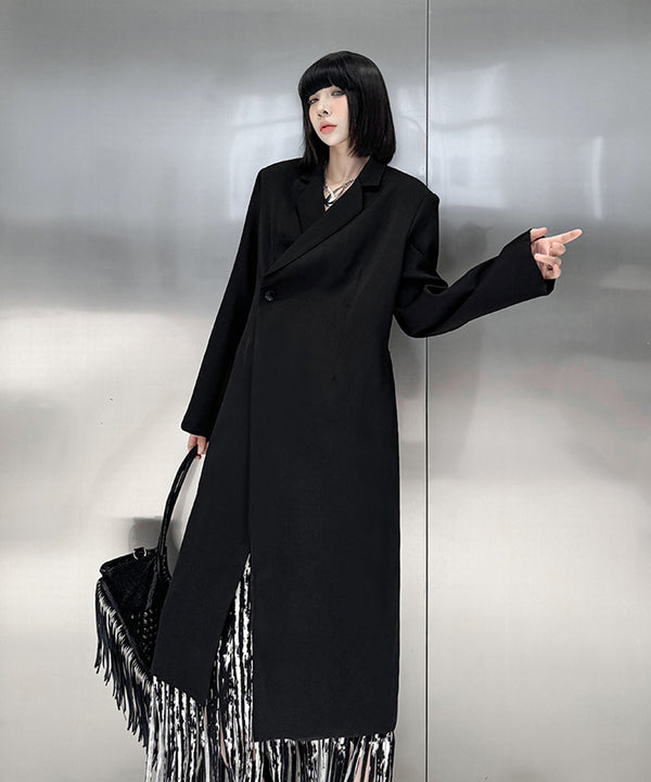 Solid Collar Long Jacket