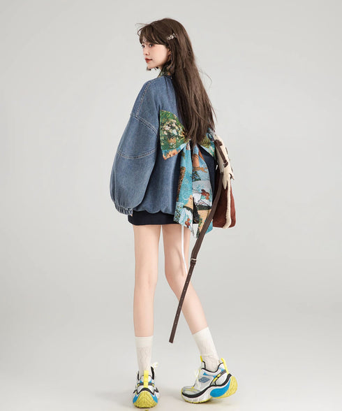 Jacquard Ribbon Denim Jacket