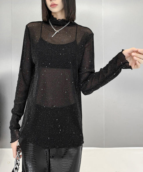 Shiny Turtleneck Top